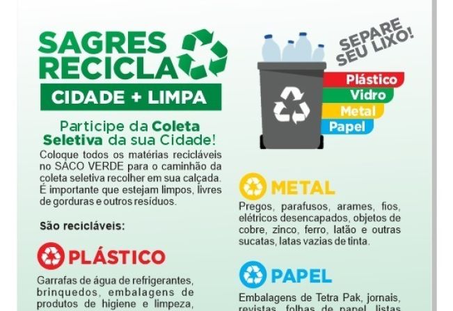 PARTICIPE DA COLETA SELETIVA DA SUA CIDADE